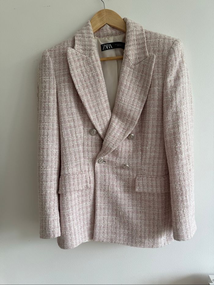 Blazer veste rose avec boutons argenté Zara taille 38 M - photo numéro 2
