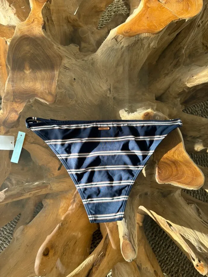 Bas de maillot de bain Roxy bleu marine blanc doré - photo numéro 4