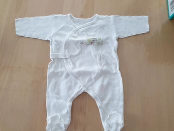 Pyjama bébé dors bien fin blanc 3 mois p'tit bisou