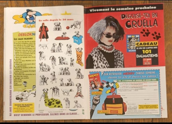 Ancien journal de mickey avec cadeau autocollants 101 dalmatiens N°2336 de 1997 vintage - photo numéro 4