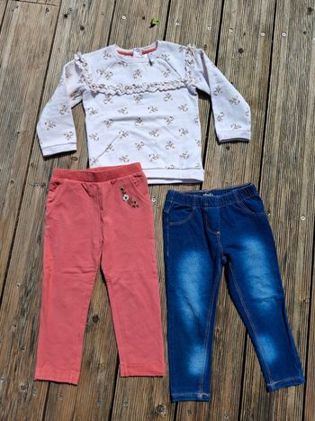 Lot 3 pièces fille 3 ans rose fleurs