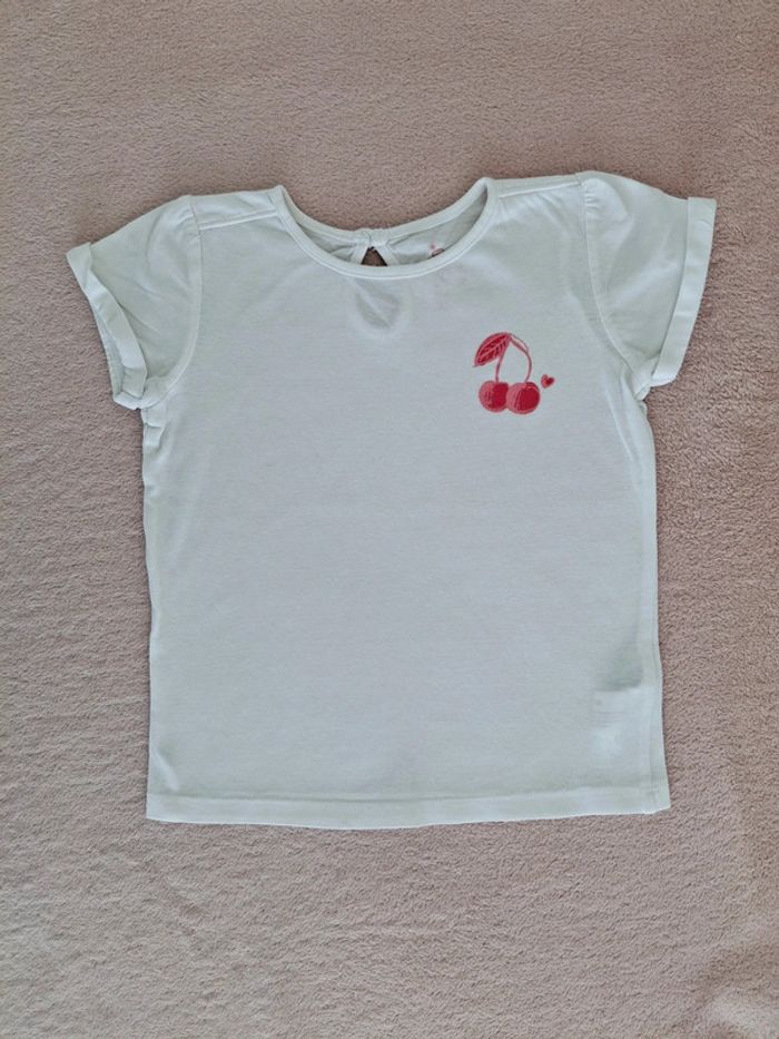 T-shirt manches courtes 3 ans In Extenso Blanc motif cerise