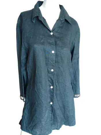 Chemisier chemise tunique top lin printemps été vacances coquillages