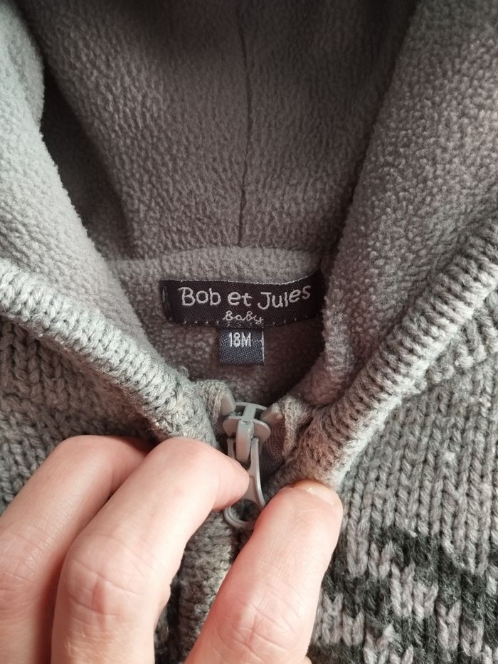 Blouson polaire gris avec capuche - Bob et Jules - 18 mois- Parfait pour l’hiver ! - photo numéro 3