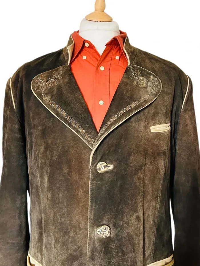 🍁 Veste daim autrichienne vintage Trachten 54/XL Cottagecore Oktoberfest Austrian leather jacket🍁 - photo numéro 3