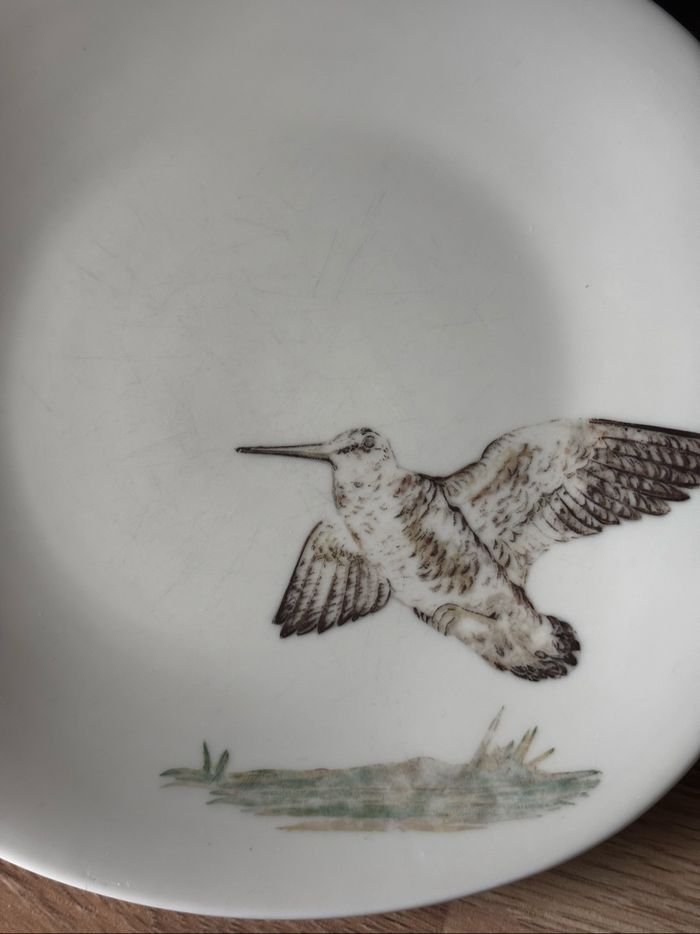 Vintage lot de 4 assiettes porcelaine Raynaud Limoges vol d’oiseaux - photo numéro 5