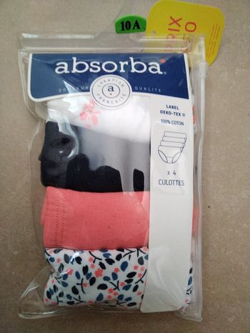 Lot 4 culottes ABSORBA fille 10 ans NEUVES