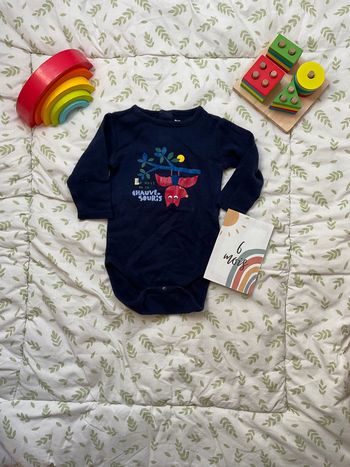 body manches longues marine 6 mois du pareil au même