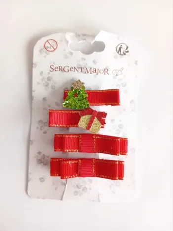 Lot de barrettes rouge fêtes noël sergent major
