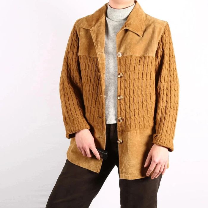 📉 Jolie veste bi-matière vintage daim et laine (#23394) - photo numéro 4