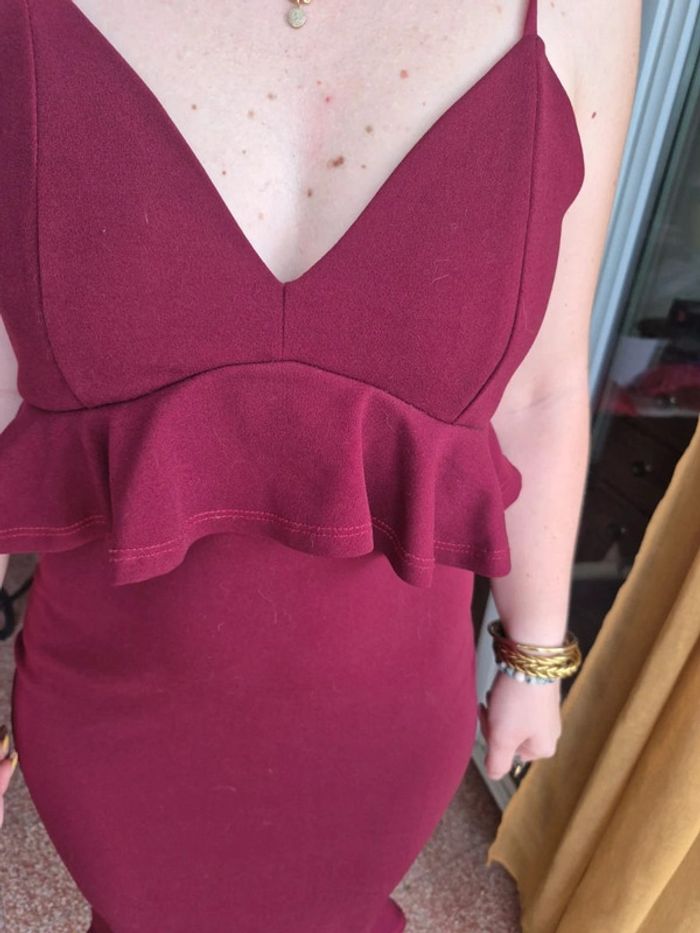 Robe uni à bretelle et volant - photo numéro 2