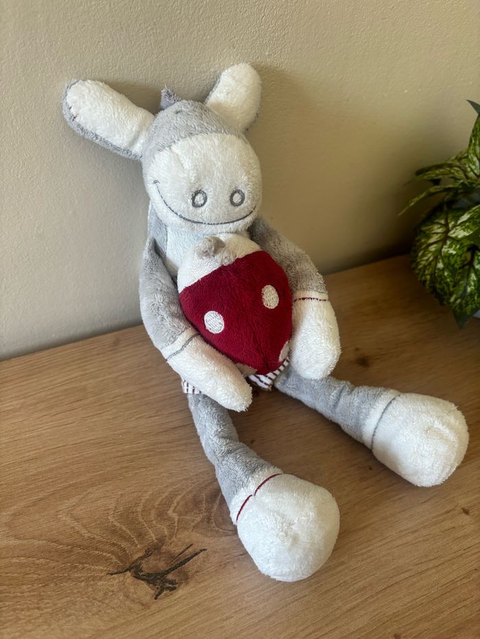 Doudou peluche âne paquito gris blanc coccinelle musical noukies - photo numéro 2