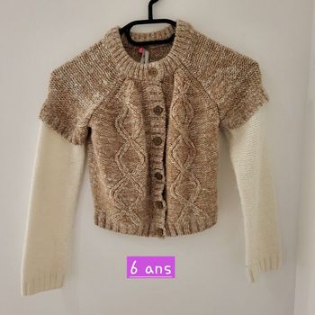 Gilet brun blanc 6 ans fille