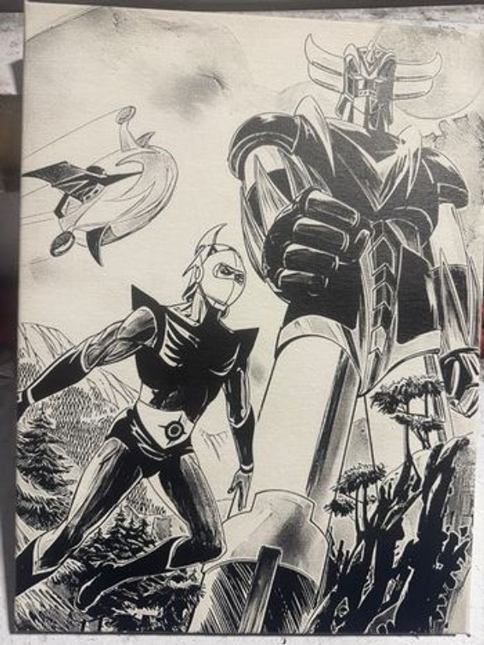 Tableau Goldorak et Actarus robot vintage en toile 30x40cm - photo numéro 3