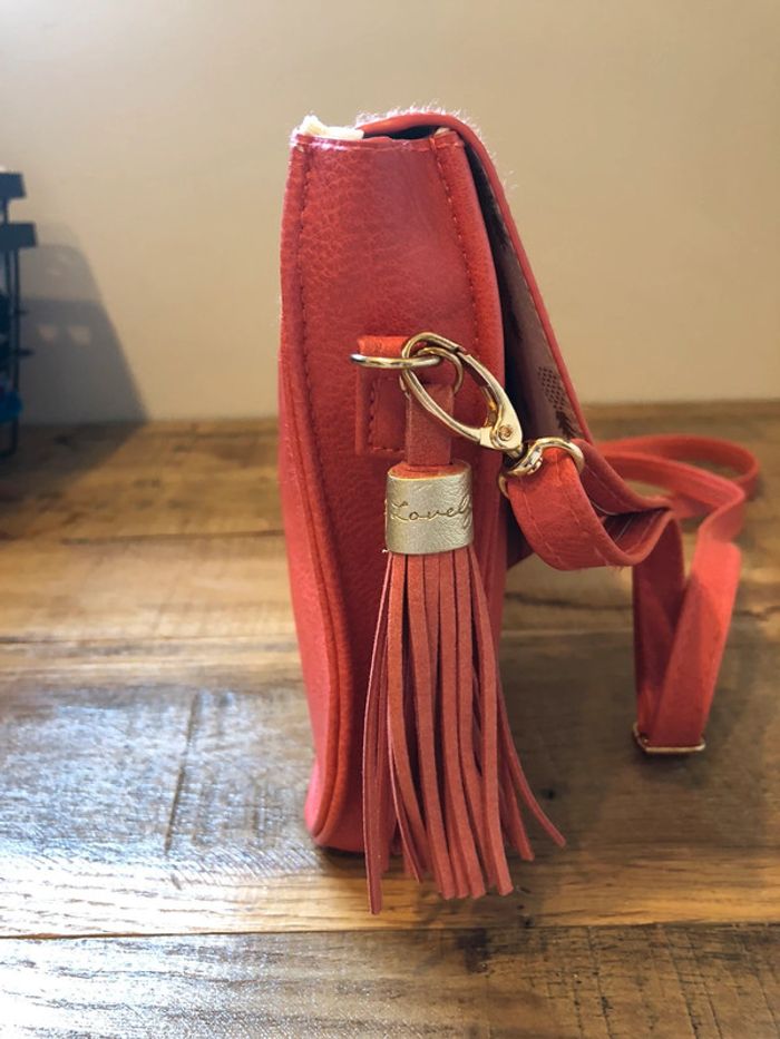 Sac bandoulière corail et tissu ananas - photo numéro 5