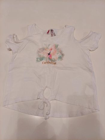 T shirt blanc flamand rose 6 ans