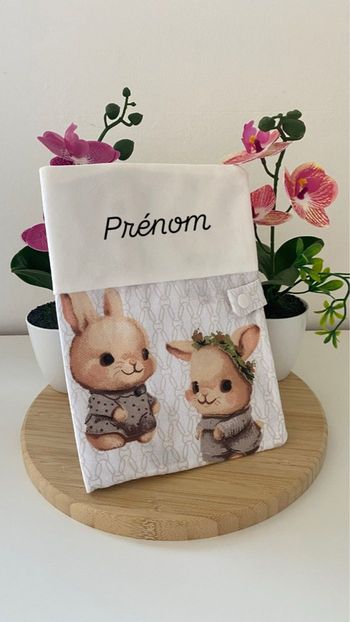 Protège carnet de santé enfant bébé personnalisé personnalisable lapin prénom