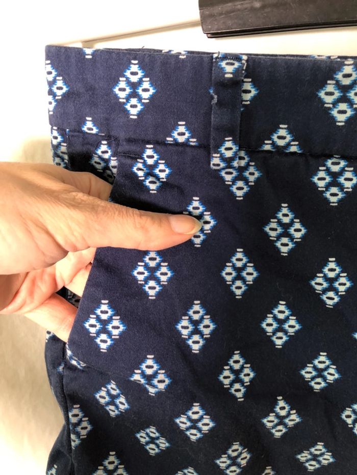 Short bleu marine motifs losanges en coton Zara taille 36 38 bon état - photo numéro 6