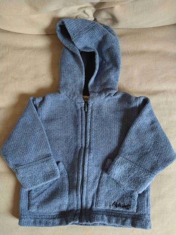 Gilet zippé à capuche marque alphabet taille 6 mois en très bon état
