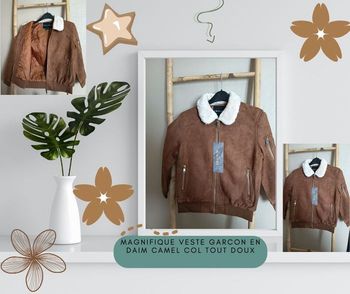 🤎 Magnifique veste garçon Camel col tout Doux 🤎
