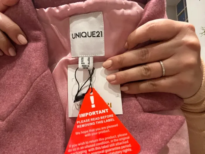 Long manteau feutrine rose neuf - photo numéro 5