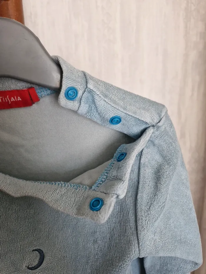Ensemble pyjama garçon 3 ans Tissaia Oursons & étoiles bleu gris à rayure coton polyester - photo numéro 5