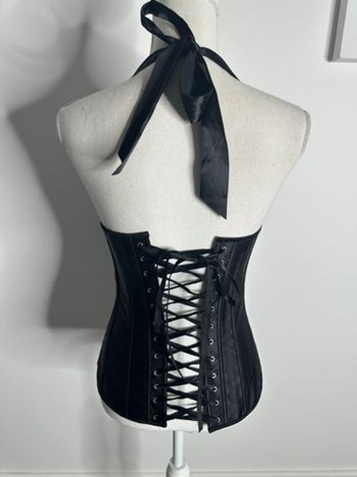 Body Corset noir cabaret en satin et sequins T38 M