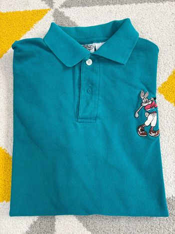 Polo Looney Tunes vintage | Bleu turquoise | Taille S
