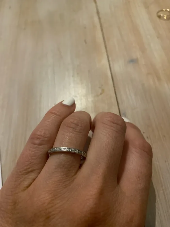 Alliance millegrains argent zircons - Taille 54 - photo numéro 6