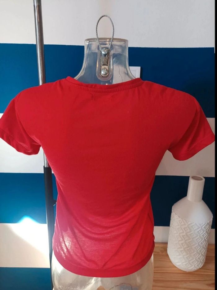 Tee-shirt manches courtes rouge Gémo femme taille XS - photo numéro 3