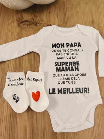 Ensemble Annonce Grossesse  Body Message & Chaussettes – Surprise Futur Papa