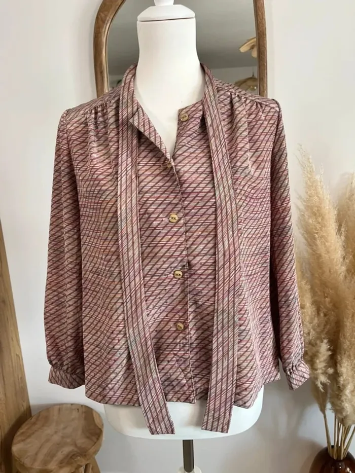 Blouse rayée rosé vintage japonais - photo numéro 3