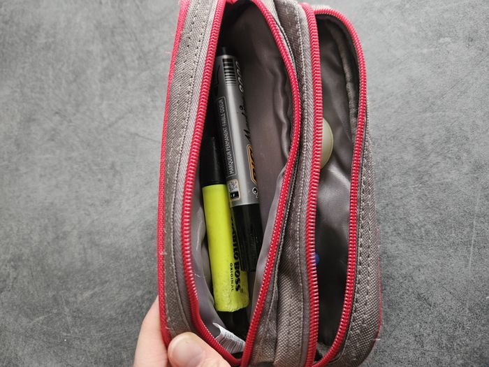 Trousse fourre-tout pour école rectangulaire 2 poches - Grise & rose - Fouganza - photo numéro 6