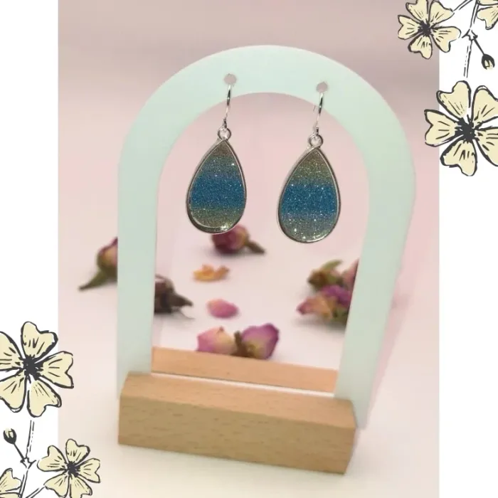 Boucles d' oreilles bleues - photo numéro 3