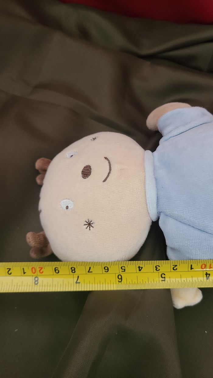 doudou cerf elan ecureuil sucre d orge beige bleu - photo numéro 2