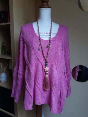 Pull rose torsadé grande taille neuf