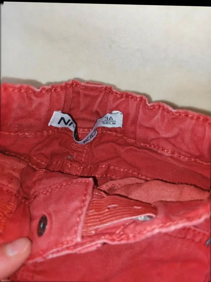 Pantalon chino rouge NPO garçon 3 ans - photo numéro 2