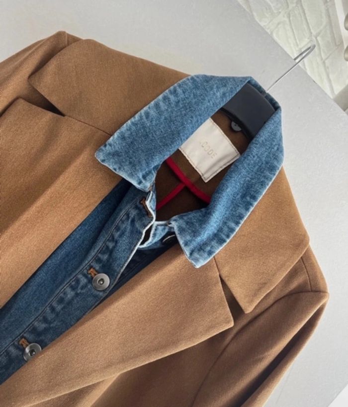 Manteau I.code camel pour femme avec Parmeture à col chemise en jean - photo numéro 2