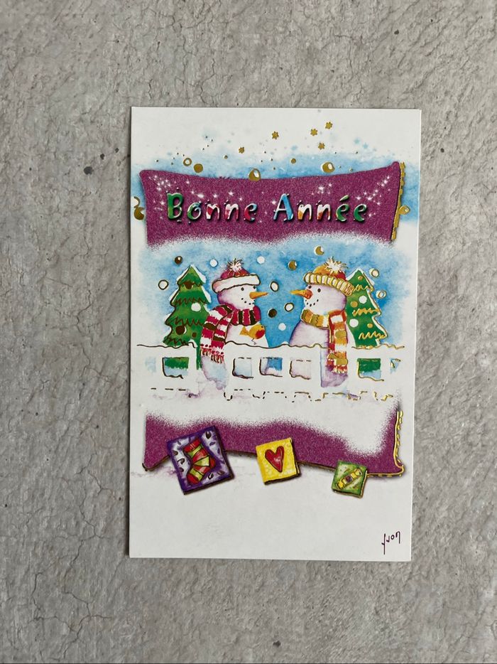 Lot 3 cartes bonne année bonhomme de neige