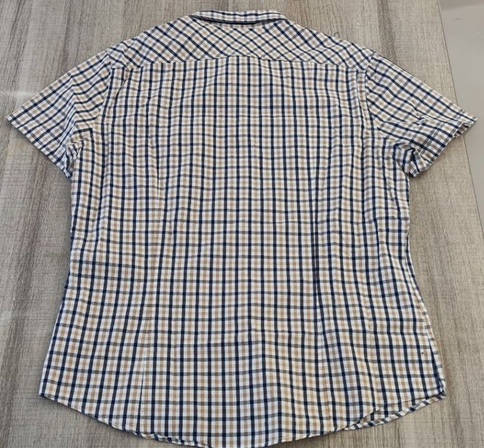 Chemise à manches courtes pour homme taille L marque H&M couleur bleu et marron à carreau - photo numéro 5