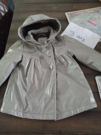Verbaudet imperméable trench capuche ciré gris t 3 ans
