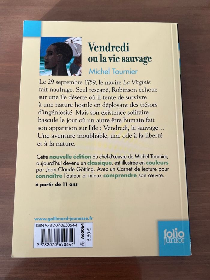 Vendredi ou la vie sauvage Michel Tournier Folio Junior - photo numéro 2