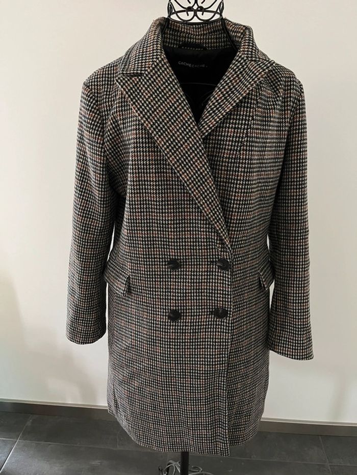 Manteau caban taille 40 marque Cache Cache motif pied de poule