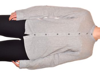 chemise gris clair uni col montant coton et lin taille S manches longues