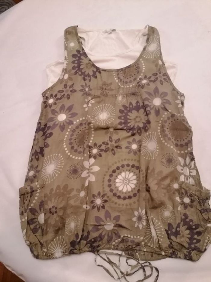 Tee-shirt long de grossesse avec lien de serrage en bas comme neuf