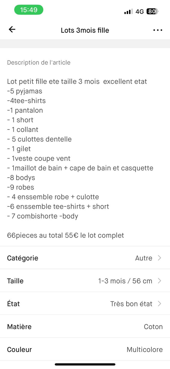 Lots vêtement 3mois