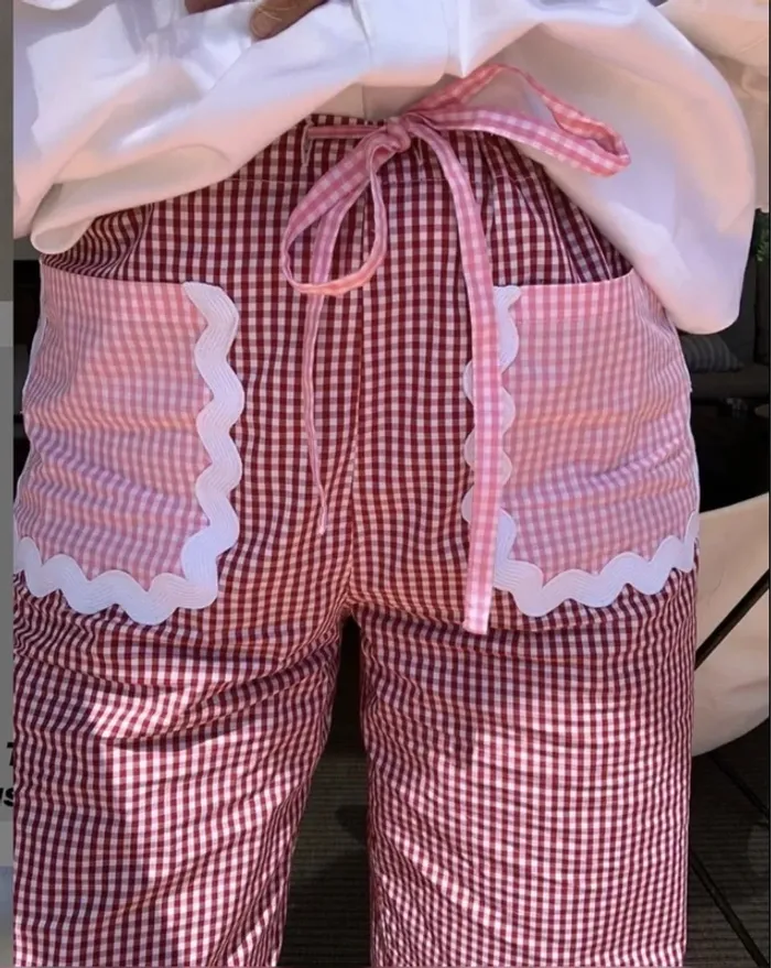 Pantalon Vichy rouge blanc - photo numéro 2