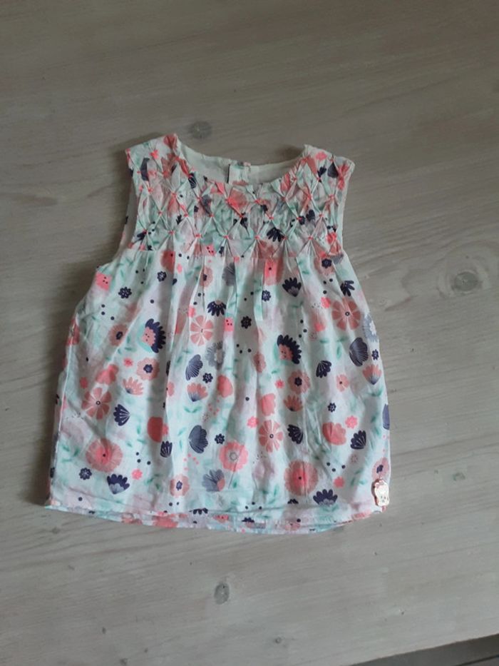 Chemise sans manches fleurs coton T. 3 ans