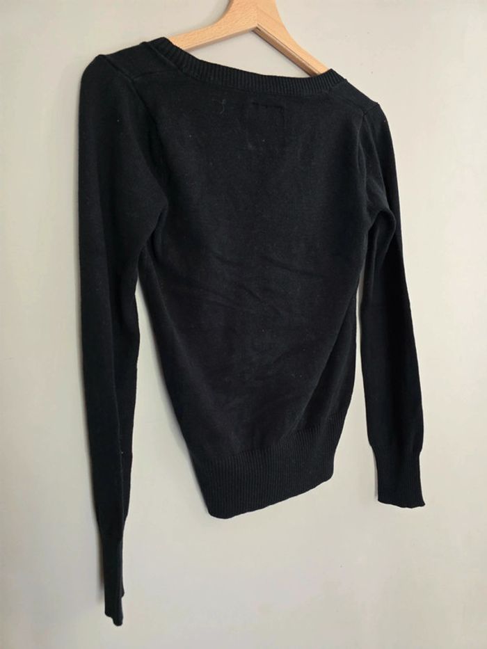 Pull col V noir U.S. Polo Assn femme S – Logo rose brodé style chic casual - photo numéro 6