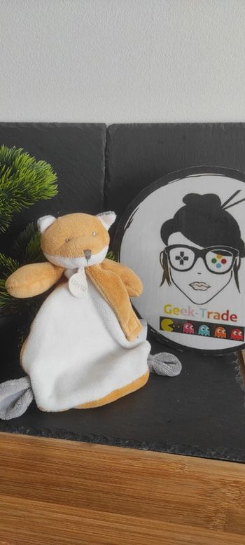 doudou renard attache sucette tetine bn0571 panda orange blanc gris Baby Nat